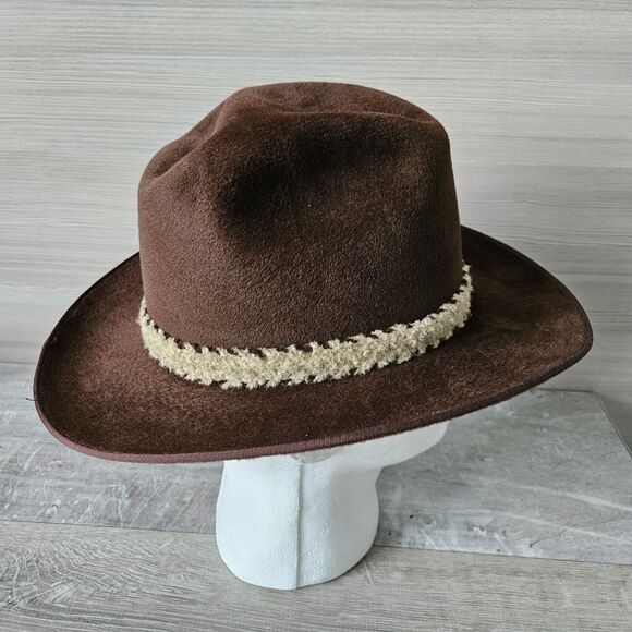 Adam 101 Corral Adam Western Cowboy Felt Hat Mens Size Small 6 3/4 Pampa Brown - Picture 4 of 16